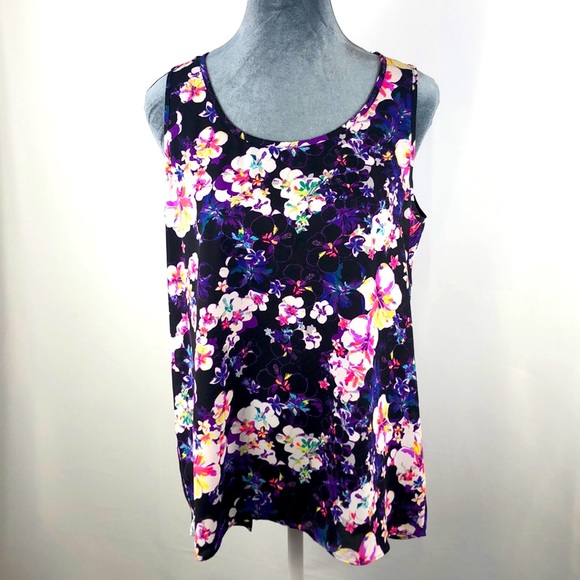 Express Tops - Express Floral Split Back Tank Size M
